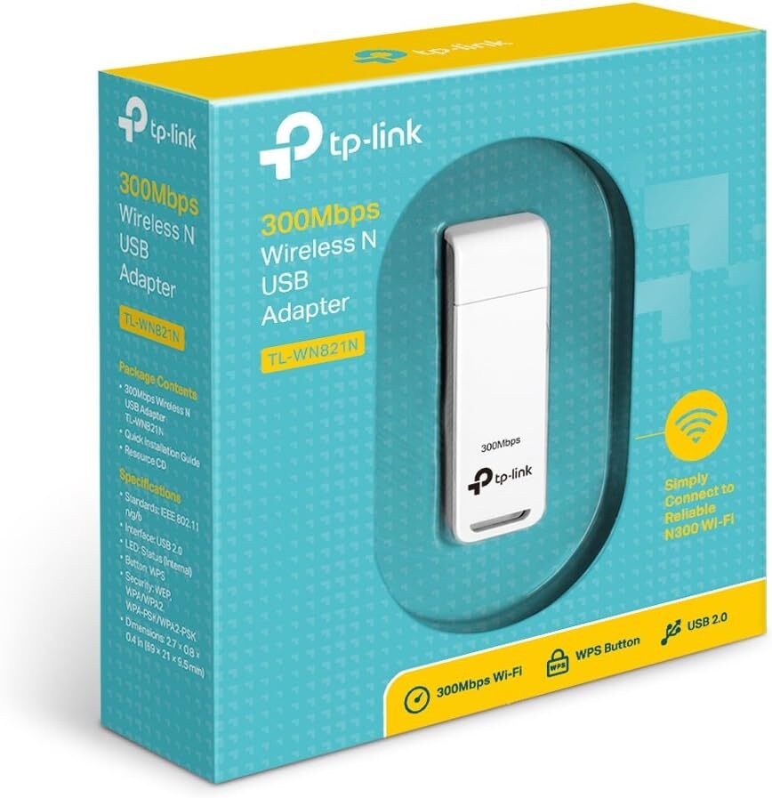 Wireless USB Adapter TP-Link 300 Mbps Speed Computer PC WiFi Dongle TL-WN821N