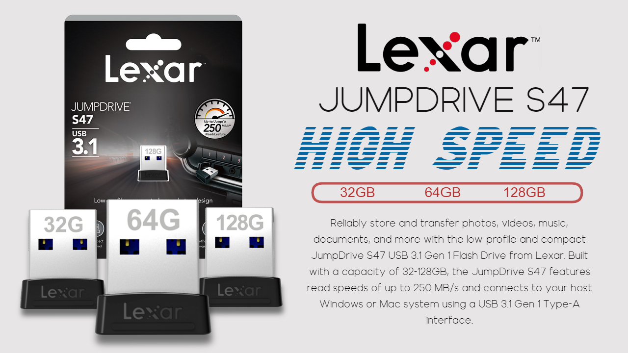 Lexar JumpDrive S47 unità flash USB 64 GB USB tipo A 3.2 Gen 1 (3.1 Gen