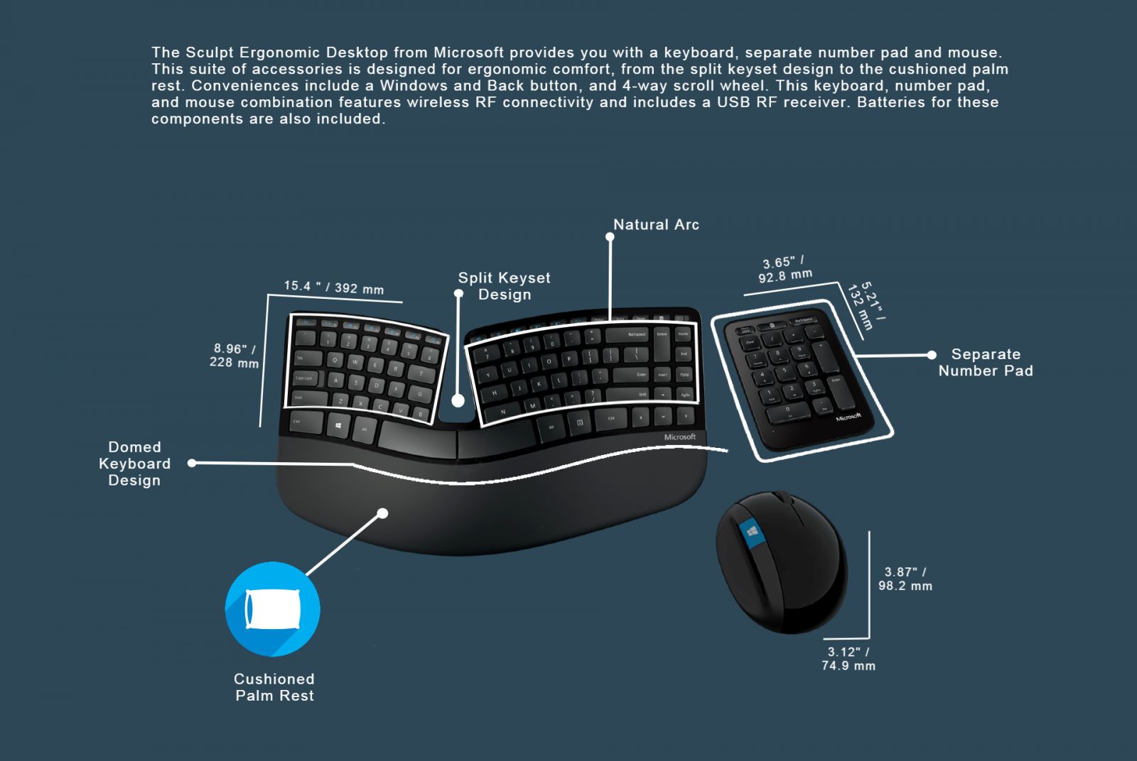 Wireless Keyboard And Mouse Combo Microsoft Sculpt Ergonomic L5v