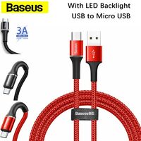 Phone Cable Baseus Fast Charging USB For Micro USB LED Backlight for Samsung