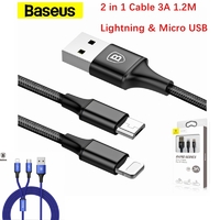 Phone Cable Baseus Rapid Series 2 in 1 Cable Micro and Lightning 3A 1.2M Black