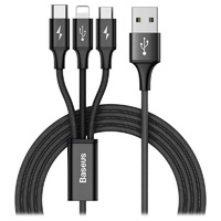 Phone Cable Baseus Rapid Series 3 in 1 Micro Type-C Lightning 3A 1.2M Black