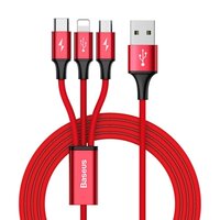 Phone Cable Baseus Rapid Series 3 in 1 Micro Type-C Lightning 3A 1.2M Red