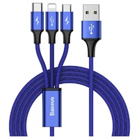 Phone Cable Baseus Rapid Series 3 in 1 Micro Type-C Lightning 3A 1.2M Dark Blue