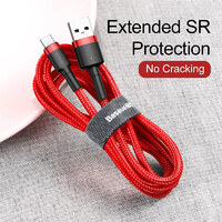 Phone Cable Baseus cafule Fast Charging USB to Type-C USB for Samsung 3A 1M Red