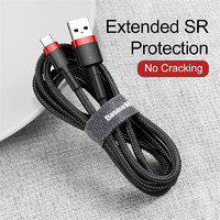 Phone Cable Baseus cafule Fast Charging USB to Type-C USB 2A 3M Black & Red