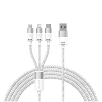 Baseus StarSpeed 3-in-1 Fast Charging Data Cable USB To Type-C Lightning Micro 3.5A 1.2m White