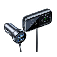 Baseus Wireless Bluetooth Car Charger T typed S-16 MP3 Player Dual USB Black