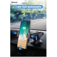 Phone Holder Baseus Wireless Qi Charger Gravity Dashboard Car Mount with Adjustable Arm