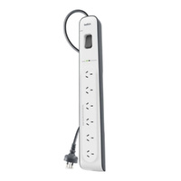 Belkin 6-Outlet Surge Protection Strip with Power Cord - White/Grey BSV603au2M - 2m