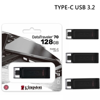 Kingston USB Drive 3.2 DataTraveler 70 32GB 64GB 128GB Type C Flash Drive DT70/128GB Black