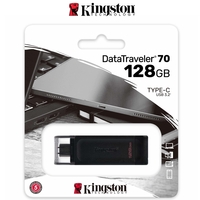 Kingston USB Drive 3.2 DataTraveler 70 128GB Type C Flash Drive DT70/128GB Black