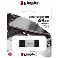 USB Drive 3.2 Kingston DataTraveler 80 64GB Type C Flash Drive 200MB/S DT80/64GB