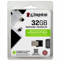 Kingston Micro USB 32GB Data Traveler MicroDuo USB Flash Drive OTG Android Smartphones Tablets PC USB 3.0