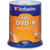 Verbatim DVD Recordable Media - DVD-R - 16x - 4.70 GB - 100 Pack Spindle - 120mm - 2 Hour Maximum Recording Time