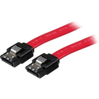 StarTech.com 18in Latching SATA Cable - First End: 1 x 7-pin SATA 3.0 - Male - Second End: 1 x 7-pin SATA 3.0 - Male - 6 Gbit/s - Red