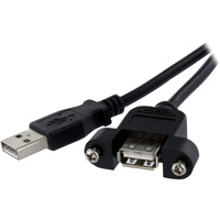 StarTech.com 1 ft Panel Mount USB Cable A to A - F/M - First End: 1 x USB 2.0 Type A - Male - Second End: 1 x USB 2.0 Type A - F