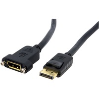StarTech.com 3ft (1m) Panel Mount DisplayPort Cable, 4K x 2K Video, DisplayPort 1.2 Extension Cable Male to Female, DP Extender Cord - First End: 1 x