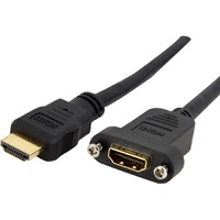 StarTech.com 3ft HDMI Female to Male Adapter, 4K High Speed Panel Mount HDMI Cable, HDMI Female to Male, HDMI Panel Mount Connector Cable - First 1 x