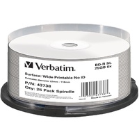 Verbatim 43738 Blu-ray Recordable Media - BD-R - 6x - 25 GB - 25 Pack Spindle - 120mm - Printable - Inkjet Printable