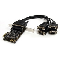 StarTech.com Multiport Serial Adapter - TAA Compliant - PCI Express x1 - 4 x DB-9 RS-232 - Serial, Via Cable - 1.95 Mbit/s - Plug-in Card