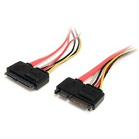 StarTech.com 12in 22 Pin SATA Power and Data Extension Cable - First End: 1 x 22-pin SATA - Male - Second End: 1 x 22-pin SATA - Female - Extension -