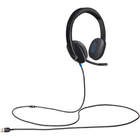 Logitech H540 Wired Over-the-head Stereo Headset - Black - Binaural - Ear-cup - USB