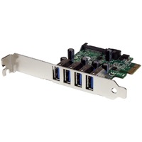 StarTech.com USB Adapter - PCI Express x1 - Plug-in Card - TAA Compliant - UASP Support - 4 Total USB Port(s) - 4 USB 3.0 Port(s)1 SATA Port(s) - PC
