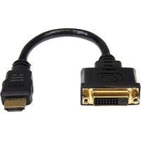 StarTech.com 8in HDMIÂ&reg; to DVI-D Video Cable Adapter - HDMI Male to DVI Female - First End: 1 x 19-pin HDMI Digital Audio/Video - Male - Second