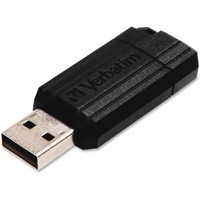 Verbatim PinStripe 128 GB USB 2.0 Flash Drive - Black - 10 MB/s Read Speed - 4 MB/s Write Speed - 2 Year Warranty