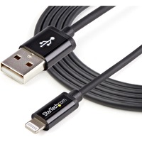 StarTech.com 2m (6ft) Long Black AppleÂ&reg; 8-pin Lightning Connector to USB Cable for iPhone / iPod / iPad - First End: 1 x 4-pin USB Type A - - 1