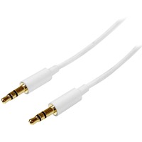 StarTech.com 2m White Slim 3.5mm Stereo Audio Cable - Male to Male - First End: 1 x Mini-phone Stereo Audio - Male - Second End: 1 x Mini-phone Audio