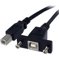 StarTech.com 3 ft Panel Mount USB Cable B to B - F/M - First End: 1 x 4-pin USB Type B - Male - Second End: 1 x 4-pin USB Type B - Female - Shielding