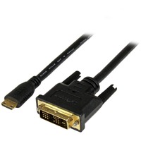 StarTech.com 1m (3.3 ft) Mini HDMI to DVI Cable, DVI-D to HDMI Cable (1920x1200p), HDMI Mini Male to DVI-D Male Display Cable Adapter - First End: 1