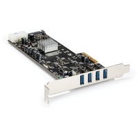 StarTech.com USB Adapter - PCI Express x4 - Plug-in Card - Add four USB 3.0 ports with four independent channels, LP/SATA power,
