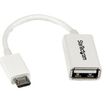 StarTech.com 5in White Micro USB to USB OTG Host Adapter M/F - 1 x 4-pin USB 2.0 Type A - Female - 1 x 5-pin Micro USB 2.0 Type B - Male - Nickel -
