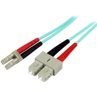 StarTech.com 10m (30ft) LC/UPC to LC/UPC OM3 Multimode Fiber Optic Cable, Full Duplex Zipcord Fiber, 100Gbps, LOMMF, LSZH Fiber