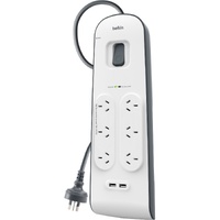Belkin Surge Suppressor/Protector - 6 x AC Power, 2 x USB - 650 J - Input5 V DC Output - 2 m - External