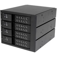 StarTech.com Drive Enclosure for 5.25" SATA/600, Serial Attached SCSI (SAS) - 6Gb/s SAS Host Interface Internal - Black - Connec
