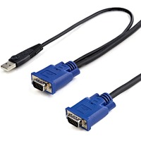 StarTech.com 15 ft 2-in-1 Ultra Thin USB KVM Cable - Video / USB cable - 4 pin USB Type A, HD-15 (M) - HD-15 (M) - 4.57 m - First End: 1 x 4-pin USB