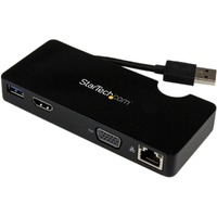StarTech.com USB3SMDOCKHV USB Docking Station for Notebook - Black - 2 x USB Ports - 2 x USB 3.0 - Network (RJ-45) - Wired - Mac OS X 13.0 Ventura