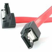 StarTech.com 18in Latching SATA to Right Angle SATA Serial ATA Cable - First End: 1 x 7-pin SATA - Male - Second End: 1 x 7-pin SATA - Male - 6 - Red