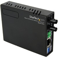 StarTech.com Transceiver/Media Converter - TAA Compliant - 2 Port(s) - 1 x Network (RJ-45) - 1 x ST - DuplexST Port - Optical Fiber, Twisted Pair - -