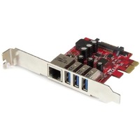 StarTech.com USB Adapter - PCI Express 2.0 - Plug-in Card - 3 Total USB Port(s) - 3 USB 3.0 Port(s)1 Network (RJ-45) Port(s) - PC, Linux