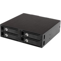 StarTech.com Drive Enclosure for 5.25" SATA/600, Serial Attached SCSI (SAS) - Serial ATA/600 Host Interface Internal - Black - 4 x HDD Supported - 4
