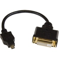 StarTech.com Micro HDMI to DVI Adapter, Micro HDMI to DVI Converter, Micro HDMI Type-D Device to DVI-D Monitor/Display, 8in (20cm) Cable - First End: