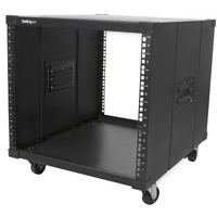 StarTech.com 4-Post 9U Mobile Open Frame Server Rack, 19" Network Rolling Rack for Narrow Spaces, Small Data Rack with Casters, TAA - This 4-Post is