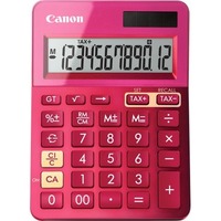 Canon LS-123K Simple Calculator - Dual Power, Large Display - Battery/Solar Powered - Metallic Pink
