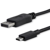 StarTech.com 3ft/1m USB C to DisplayPort 1.2 Cable 4K 60Hz - USB Type-C to DP Video Adapter Monitor Cable HBR2 - TB3 Compatible - Black - First End: