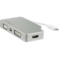 StarTech.com USB C Multiport Video Adapter 4K/1080p - USB Type C to HDMI, VGA, DVI or Mini DisplayPort Monitor Adapter - Silver Aluminum - 1 x 24-pin